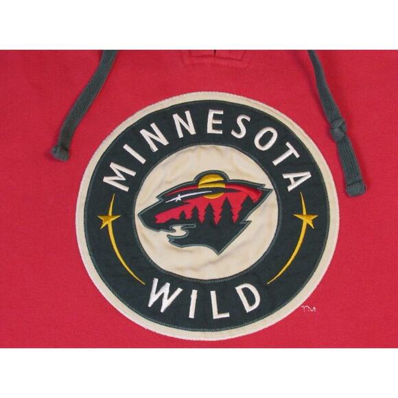 CCM Minnesota Wild Lace up Hoodie NHL Hockey Vintage Mens Large Faded Red Green - Picture 7 of 12